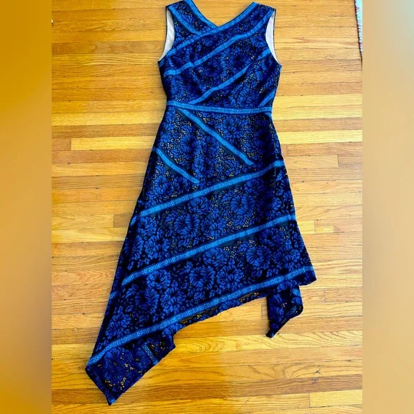 Bcbgmaxazria Dresses | Bcbg Mary Ann Dark Cobalt Lace Dress | Color: Blue | Size: 0 | Lavendermacaron's Closet